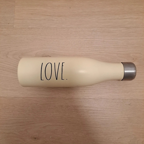 Rae Dunn Insulated Inscribed 'Love' Stainless Steel Cream Silver Water Bottle - Picture 3 of 6